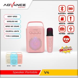 Advance V4 Speaker Portable Bluetooth Rgb Free Mic Wireless Karaoke