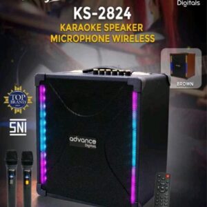 Advance Speaker Karaoke Bluetooth 8 Inch Free 2 Mic Wireless Bergaransi Resmi Ks-2824