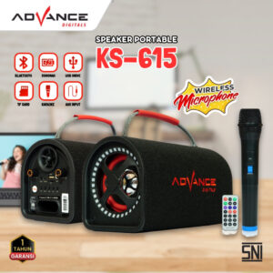 Advance Ks-615 Speaker 4 Inch Bluetooth Portable Karaoke Free 1 Microphone Wireless Garansi Resmi 1 Tahun