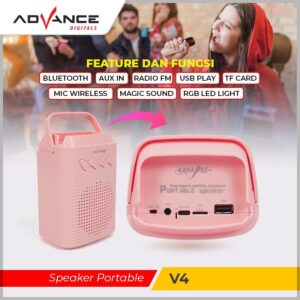 Advance V4 Speaker Portable Bluetooth Rgb Free Mic Wireless Karaoke