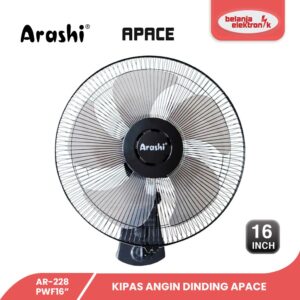 Arashi Wall Fan Kipas Angin Dinding Apace 16 Inch Baling Plastik Ar-228