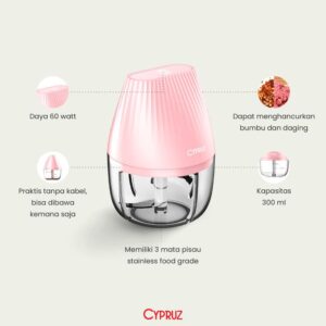 Cypruz Cr-0087 Mini Chopper Portable Usb 300 Ml Penggiling Bumbu Dan Daging