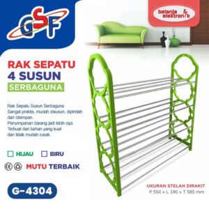 Gsf Rak Sepatu Sandal Stainless Multifungsi 4 Susun G-4304