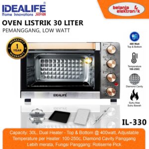 Oven Listrik Idealife Low Watt Pemanggang Kapasitas 30 Liter Il-330 / Mo-3001