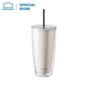 Locknlock Hap507Ivy Tumbler Botol Air Minum Double Wall Simple Cold Cup 750 Ml Sedotan - Ivory