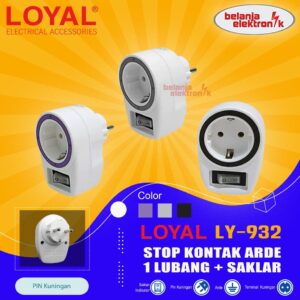 Steker Stop Kontak Arde 1 Lubang Dengan Saklar Loyal Ly-932