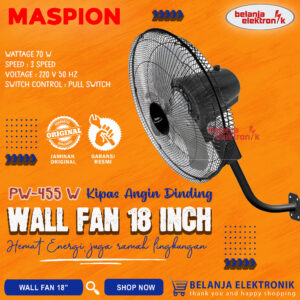 Kipas Angin Dinding Maspion Power Wall Fan 18 Inch Besi Pw-455 W