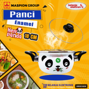 Maspion Panci Enamel Hello Panda 18 Cm + Tutup Kaca