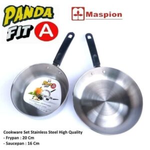 Panci/Wajan Maspion Panda Fit A 2 Pcs Set Frypan 20 Cm & Sauce Pan 16 Cm Stainless