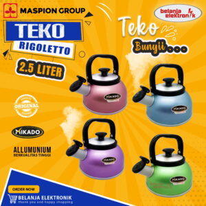 Maspion Teko Rigoletto 2.5 Liter Ceret Bunyi Siul Whistling Kettle Alumunium