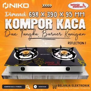 Kompor Gas 2 Tungku Kaca Niko Reflection 1 R1