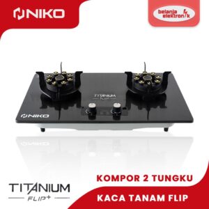Niko Kompor 2 Tungku Kaca Tanam Titanium Flip Plus Lipat Timer Digital