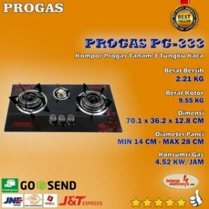 Kompor Progas Tanam 3 Tungku Kaca