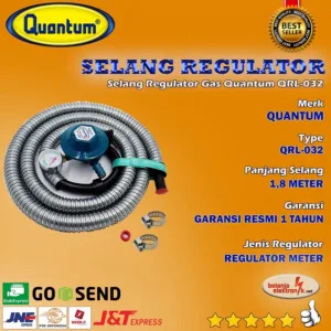 Selang Regulator Paket Gas Quantum Qrl 032 / Qrl 232 Tekanan Rendah Low Pressure Lpg 3 Kg / 12 Kg 1.8 Meter