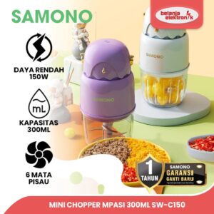 Samono Food Processor Mini Chopper Mpasi 300Ml Pisau Stainless Sw-C150