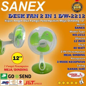 Kipas Angin Meja / Dinding 12 Inch Desk Fan 2 In 1 Sanex Dw-2212