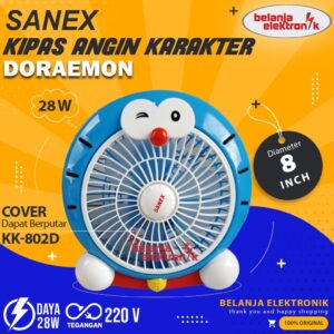 Kipas Angin Kotak Box Fan Karakter Doraemon 8 Inch Sanex Kk-802D