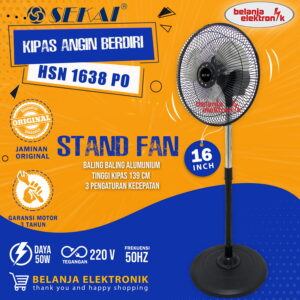 Kipas Angin Tumpu Performa Tinggi Stand Fan 16 Inch Sekai Hsn-1638 Po Besi