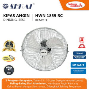 Sekai Kipas Angin Dinding / Wall Fan Hwn 1859 Rc 18 Inch (Remote) Besi