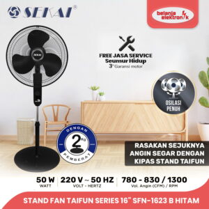 Sekai Kipas Angin Berdiri Stand Fan Taifun Series 16" Sfn-1623 B Hitam