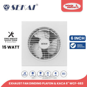 Sekai Kipas Angin Exhaust Fan Dinding Plafon & Kaca Hexos 6" Wcf-683