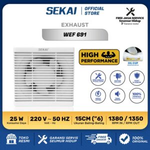 Sekai Exhaust Fan Kipas Angin Hexos Dinding 6 Inch Wef 691