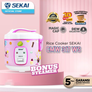 Sekai Rice Cooker Magic Com Penanak Nasi 3 In 1 1.2L - Cmw 317 Ws 1.2 Liter