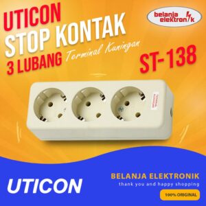 Stop Kontak Arde 3 Lubang Uticon St-138