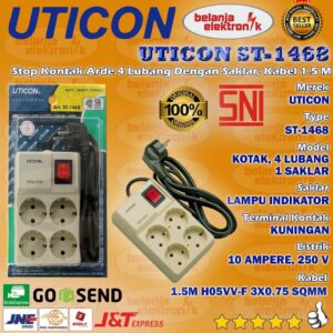 Stop Kontak 4 Lubang Dengan Saklar Kabel 1.5 Meter Uticon St-1468